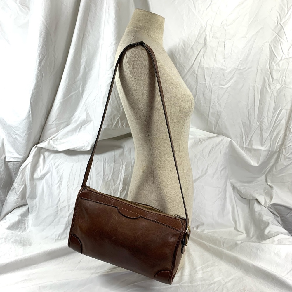 Stunning genuine GUCCI brown leather shoulder bag purse 1960s